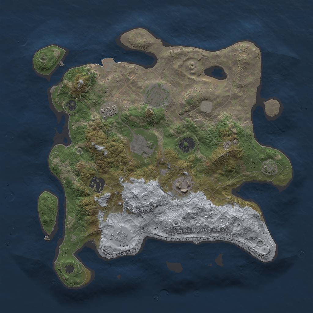 Rust Map: Procedural Map, Size: 3000, Seed: 1207857836, 10 Monuments