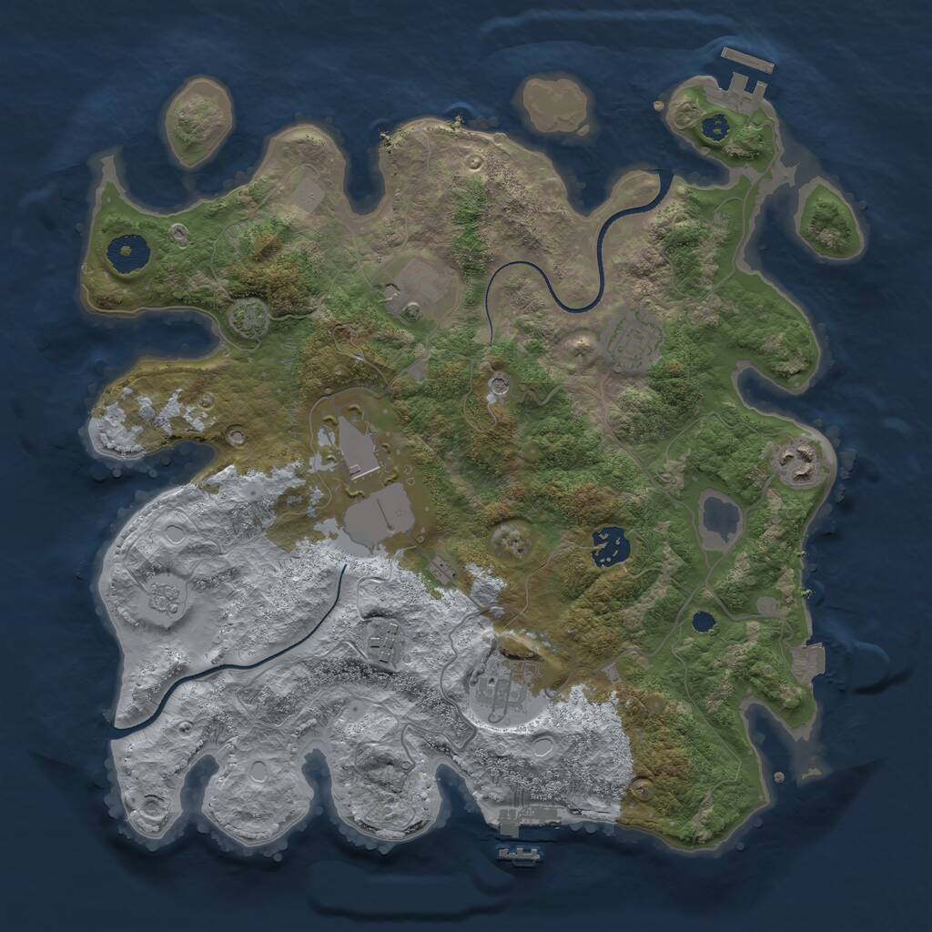 Rust Map: Procedural Map, Size: 3500, Seed: 710238605, 13 Monuments