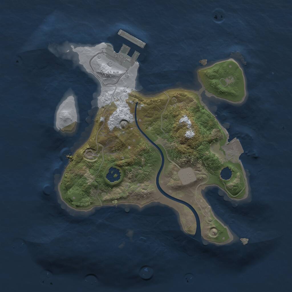 Rust Map: Procedural Map, Size: 2000, Seed: 123446432, 2 Monuments