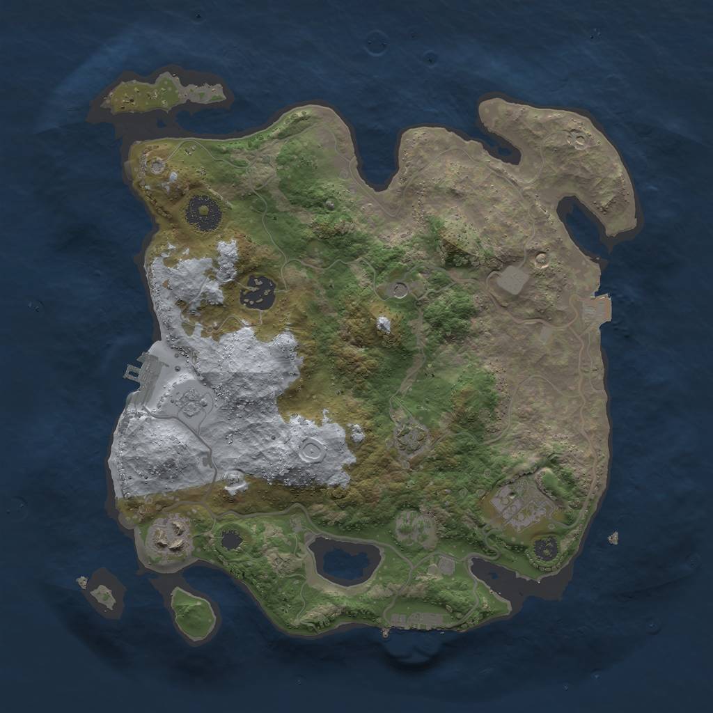 Rust Map: Procedural Map, Size: 3000, Seed: 44415, 11 Monuments