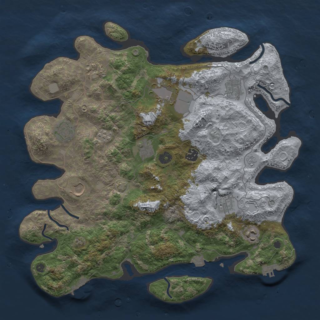 Rust Map: Procedural Map, Size: 3800, Seed: 179541377, 18 Monuments