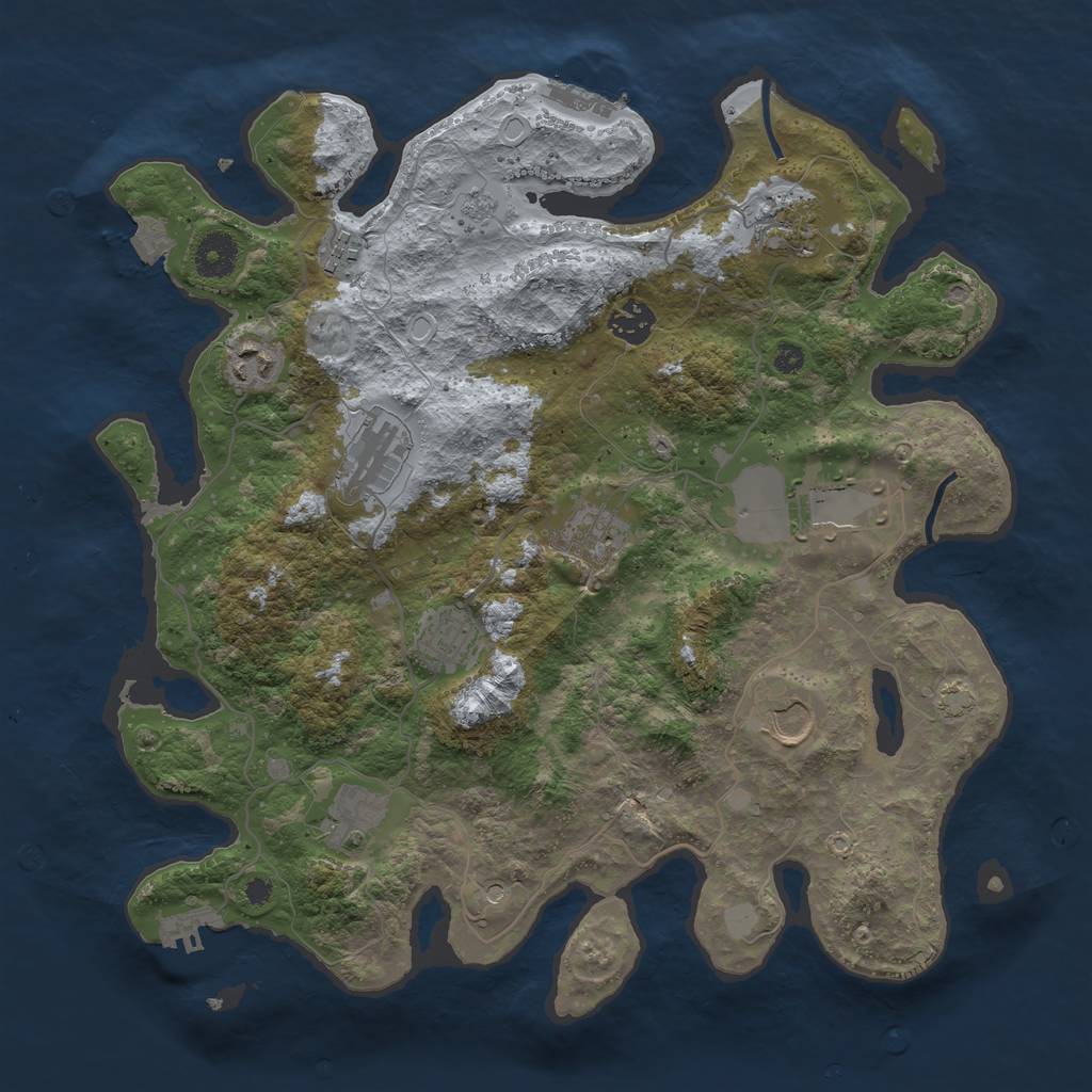 Rust Map: Procedural Map, Size: 3700, Seed: 40552686, 18 Monuments