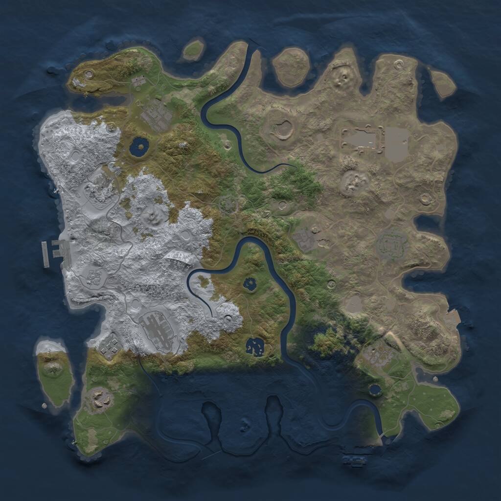 Rust Map: Procedural Map, Size: 3850, Seed: 44479119, 17 Monuments