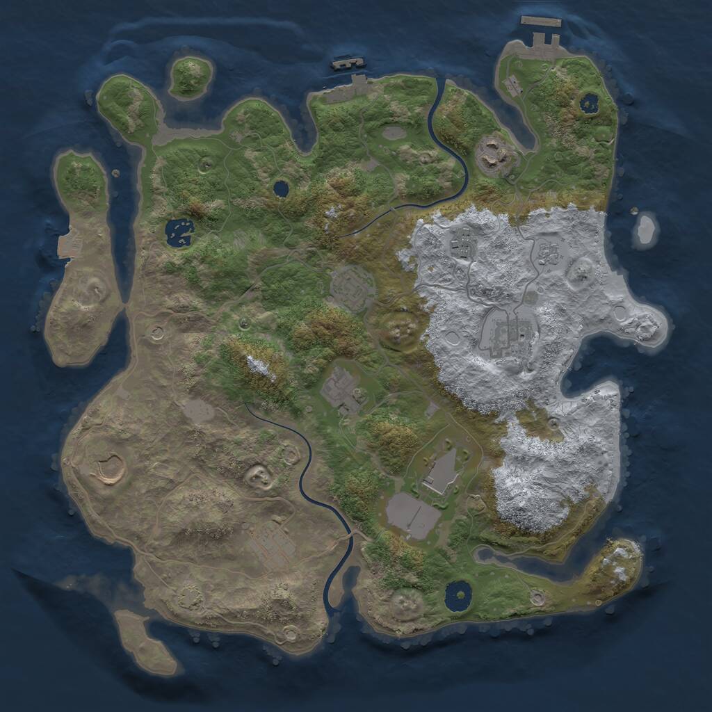 Rust Map: Procedural Map, Size: 3600, Seed: 202, 15 Monuments