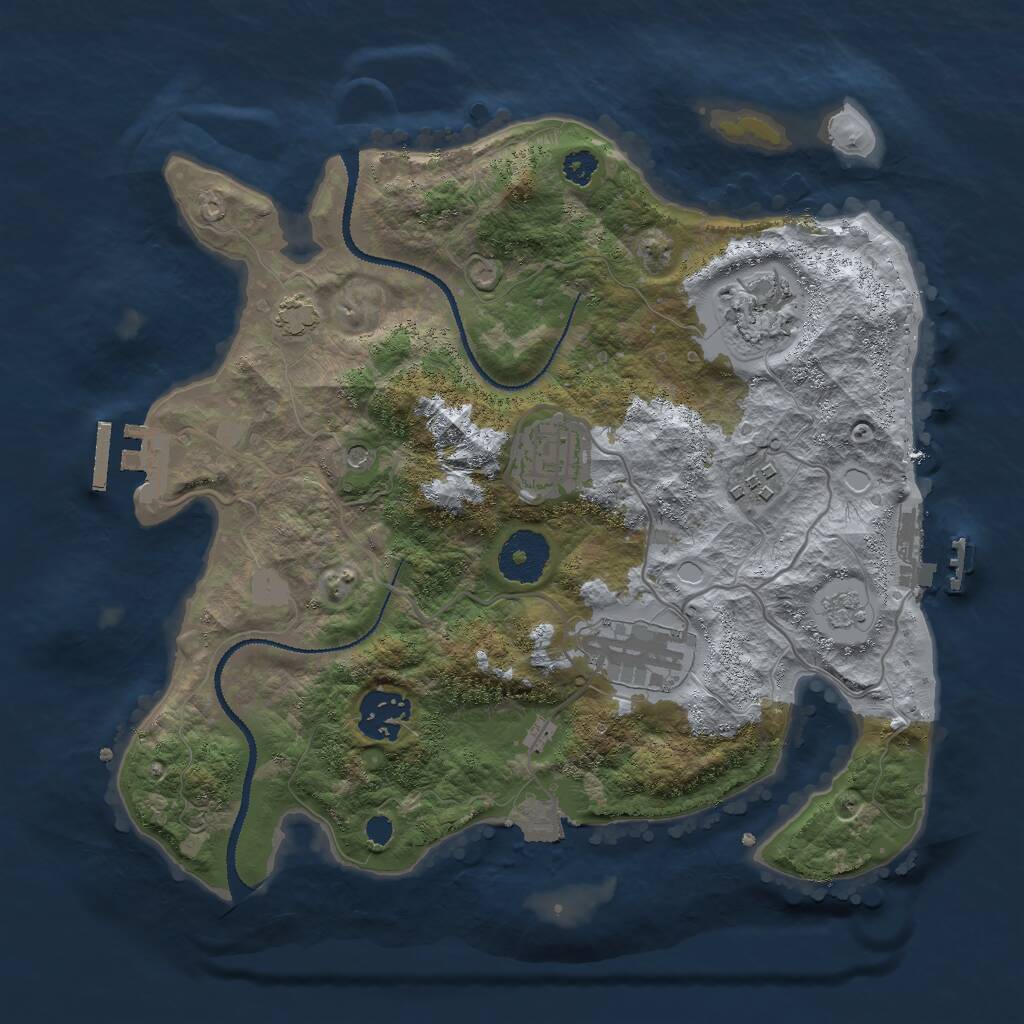 Rust Map: Procedural Map, Size: 3000, Seed: 1728153651, 11 Monuments