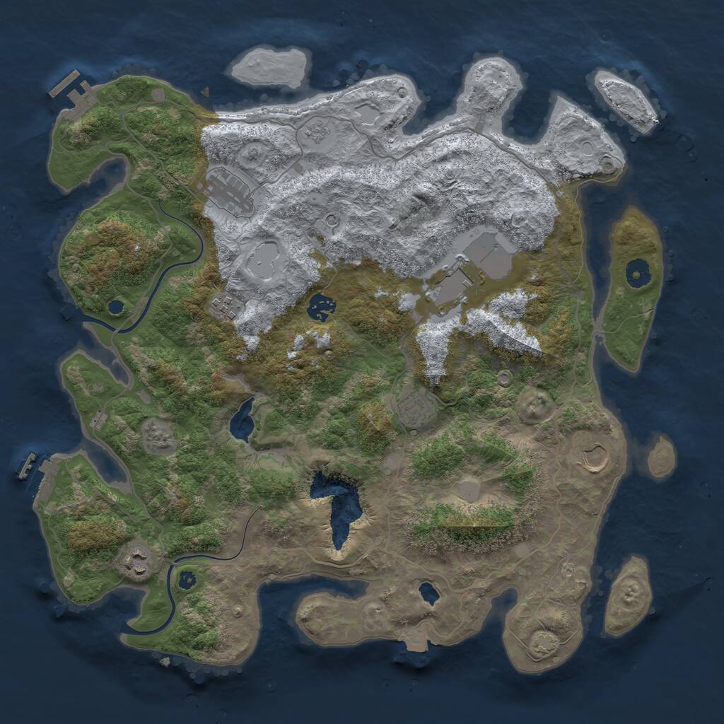 Rust Map: Procedural Map, Size: 4000, Seed: 1497659821, 13 Monuments