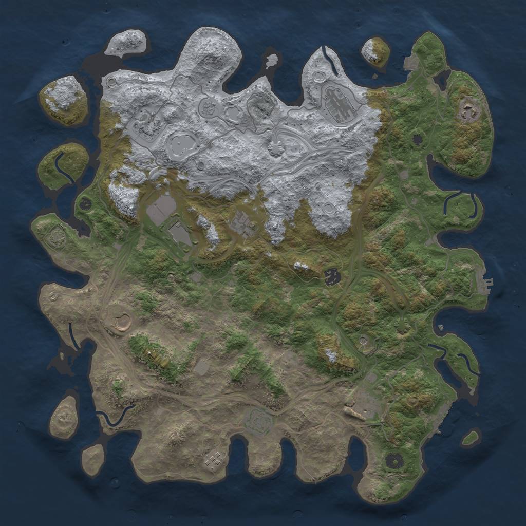 Rust Map: Procedural Map, Size: 4500, Seed: 410, 18 Monuments