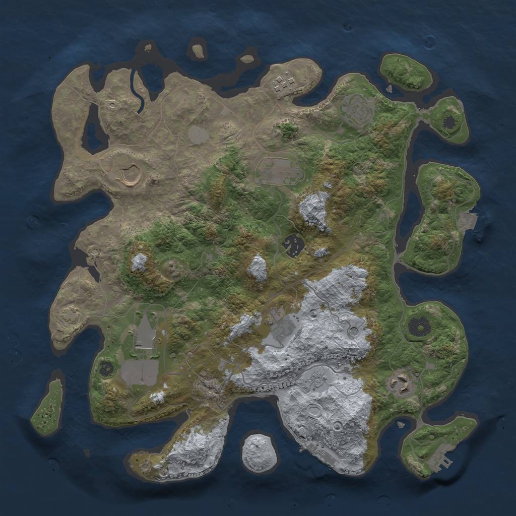 Rust Map: Procedural Map, Size: 3600, Seed: 22505, 16 Monuments