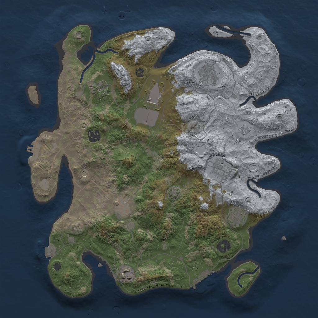 Rust Map: Procedural Map, Size: 3600, Seed: 12505, 16 Monuments