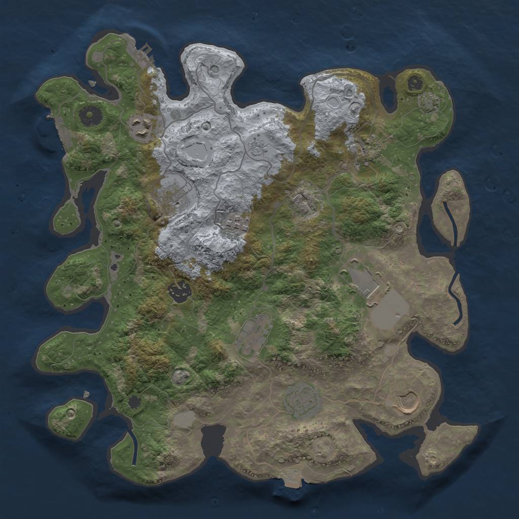 Rust Map: Procedural Map, Size: 3500, Seed: 94947, 17 Monuments