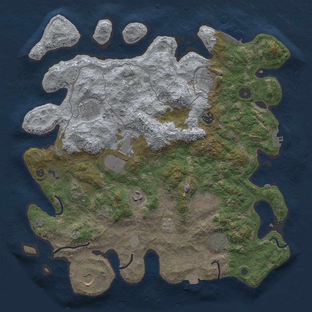 Rust Map: Procedural Map, Size: 4000, Seed: 1402354585, 18 Monuments