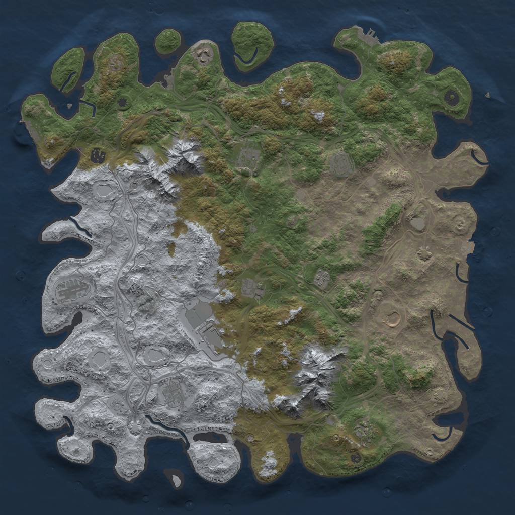 Rust Map: Procedural Map, Size: 5000, Seed: 1688303831, 19 Monuments