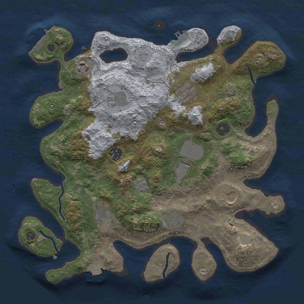 Rust Map: Procedural Map, Size: 3500, Seed: 770898274, 17 Monuments
