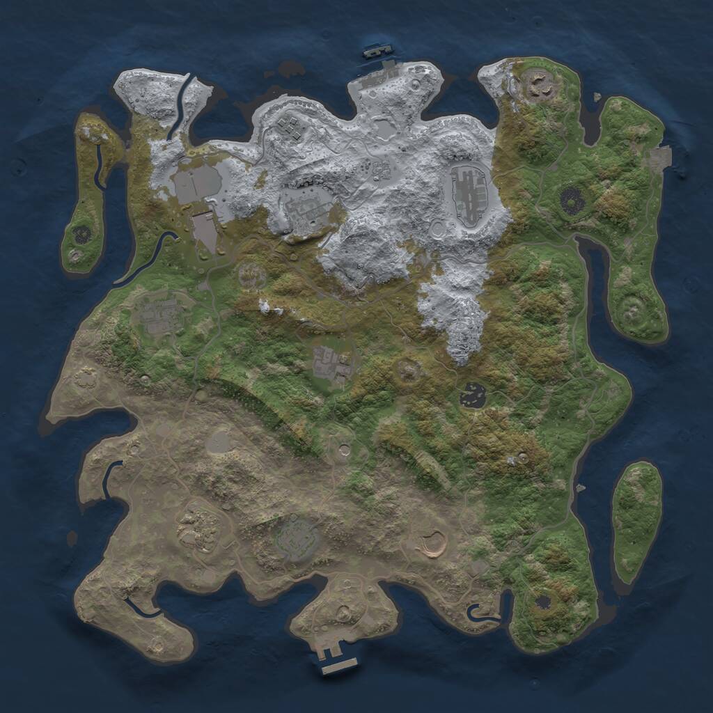 Rust Map: Procedural Map, Size: 4000, Seed: 1432257015, 17 Monuments