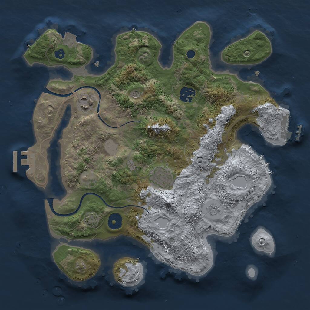 Rust Map: Procedural Map, Size: 3000, Seed: 611886129, 9 Monuments