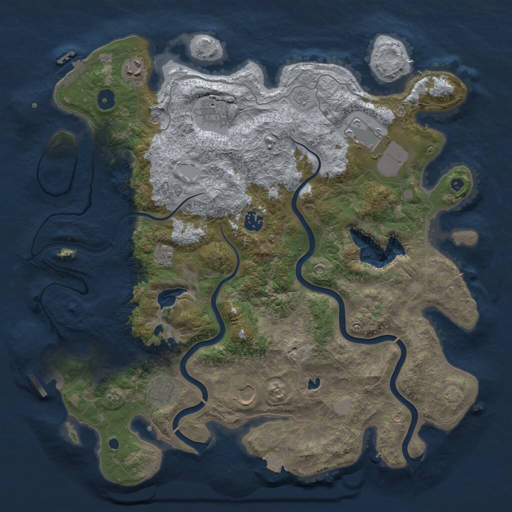 Rust Map: Procedural Map, Size: 4000, Seed: 1001381501, 13 Monuments