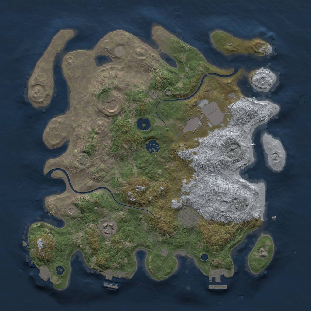 Rust Map: Procedural Map, Size: 3500, Seed: 5314286, 11 Monuments