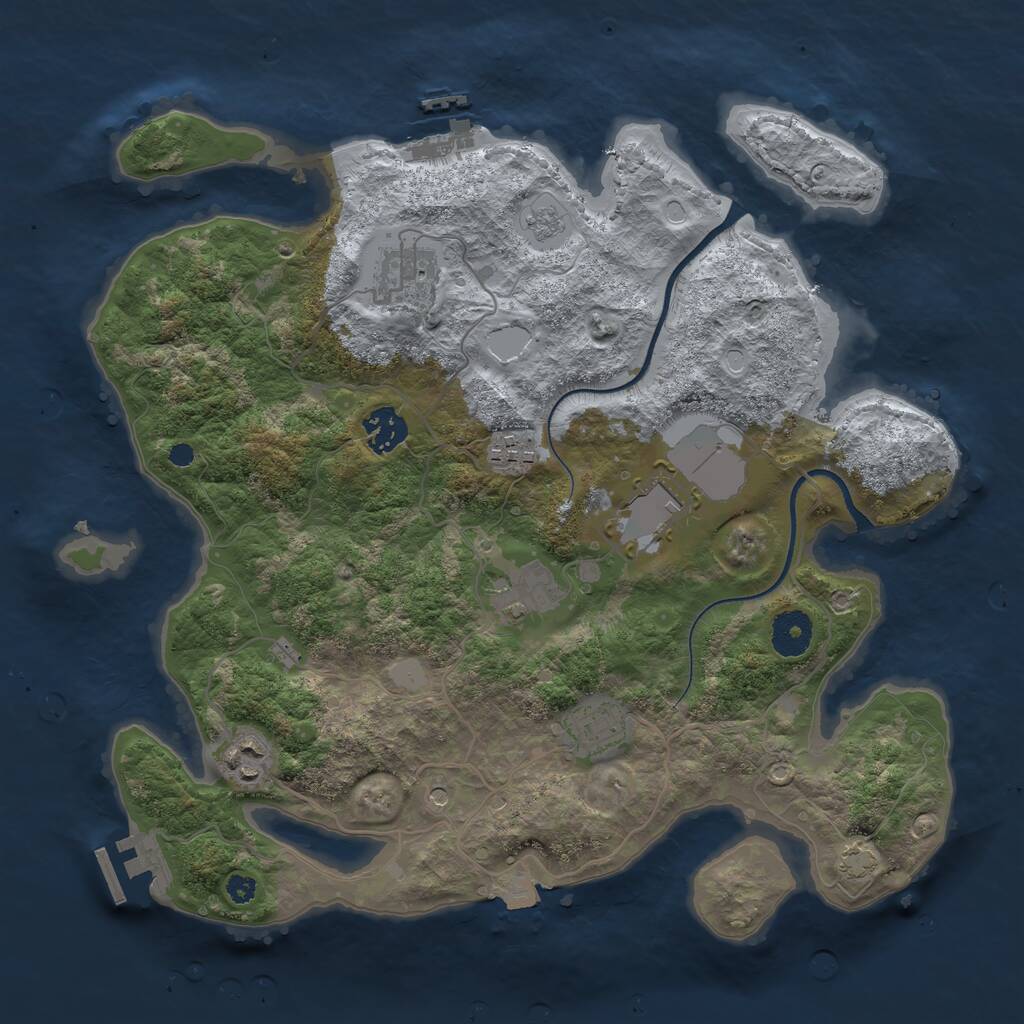 Rust Map: Procedural Map, Size: 3500, Seed: 102842159, 13 Monuments