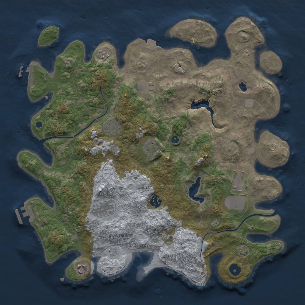 Rust Map: Procedural Map, Size: 4000, Seed: 1906869091, 14 Monuments