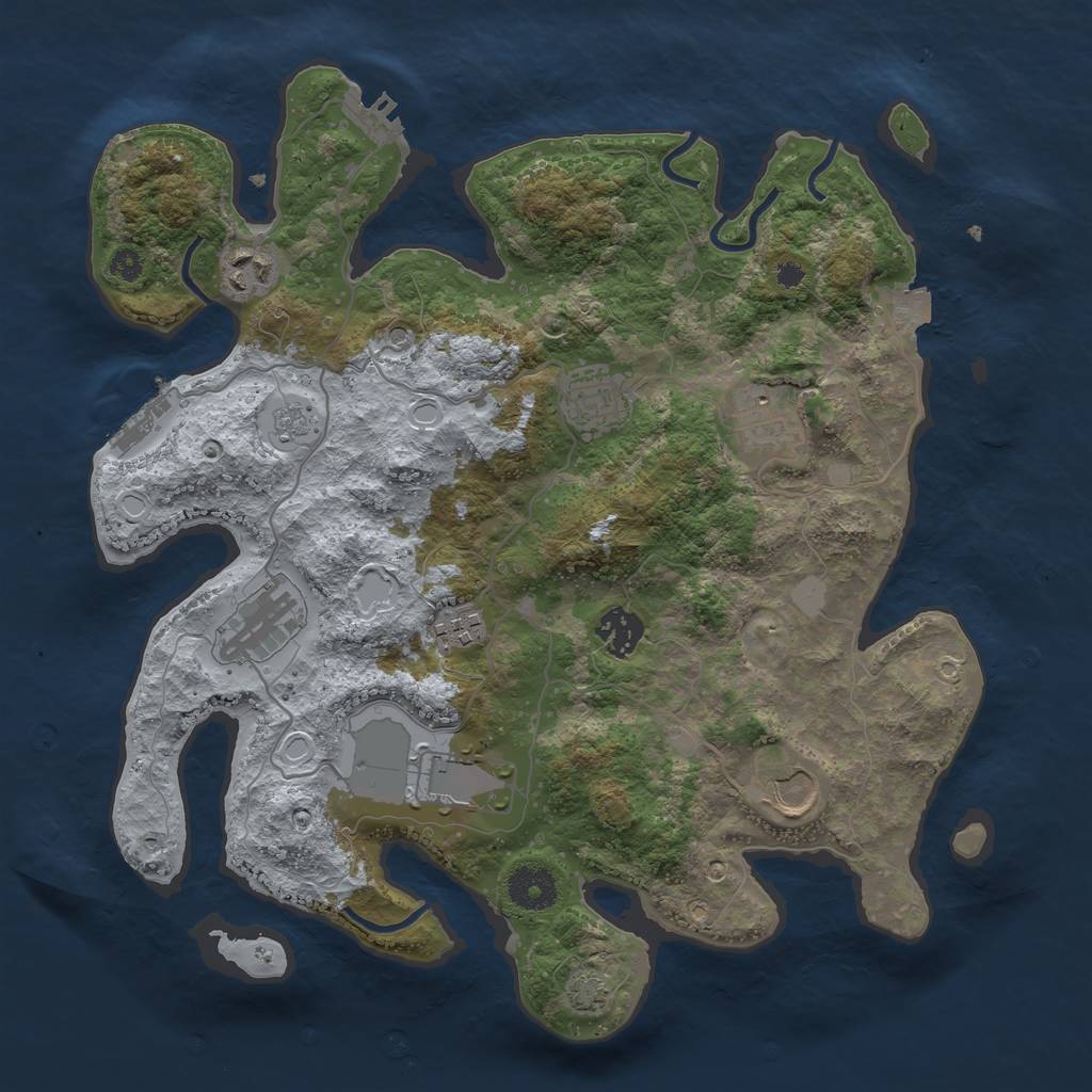 Rust Map: Procedural Map, Size: 3500, Seed: 1842128324, 16 Monuments