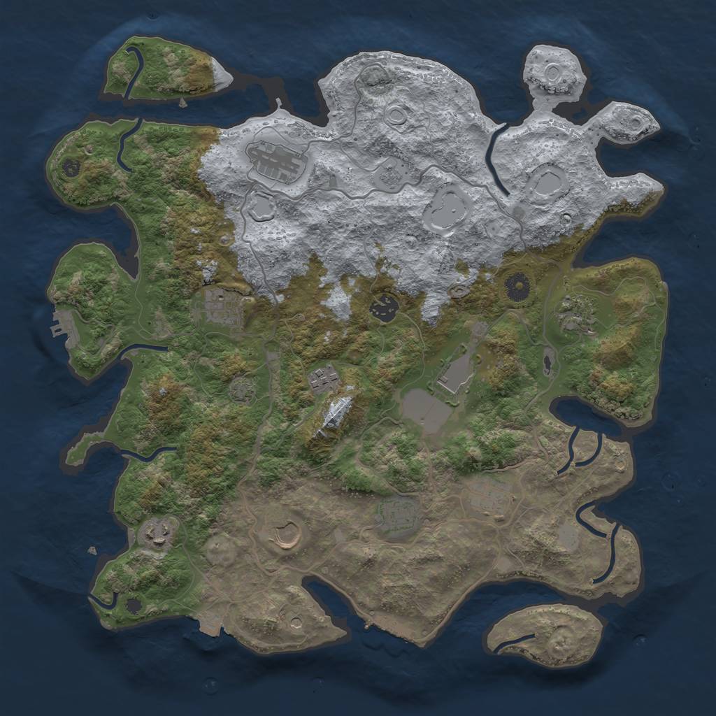 Rust Map: Procedural Map, Size: 4000, Seed: 823897548, 18 Monuments