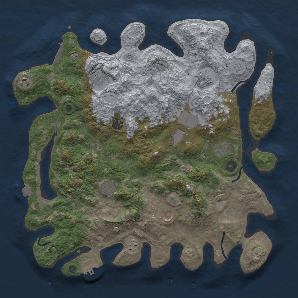 Rust Map: Procedural Map, Size: 4000, Seed: 23723, 17 Monuments