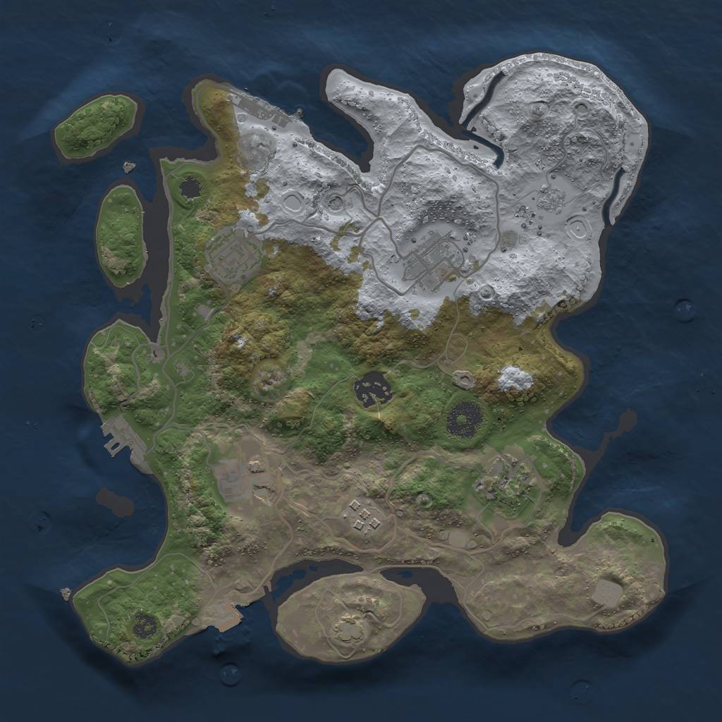 Rust Map: Procedural Map, Size: 3000, Seed: 704554719, 14 Monuments