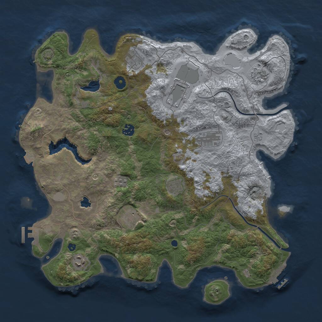 Rust Map: Procedural Map, Size: 4000, Seed: 52736, 15 Monuments