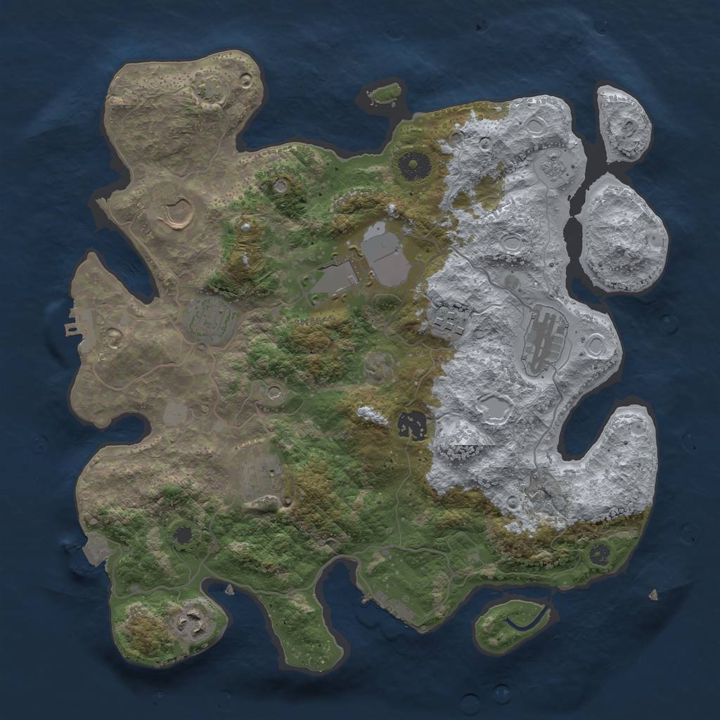 Rust Map: Procedural Map, Size: 3500, Seed: 1323346240, 16 Monuments