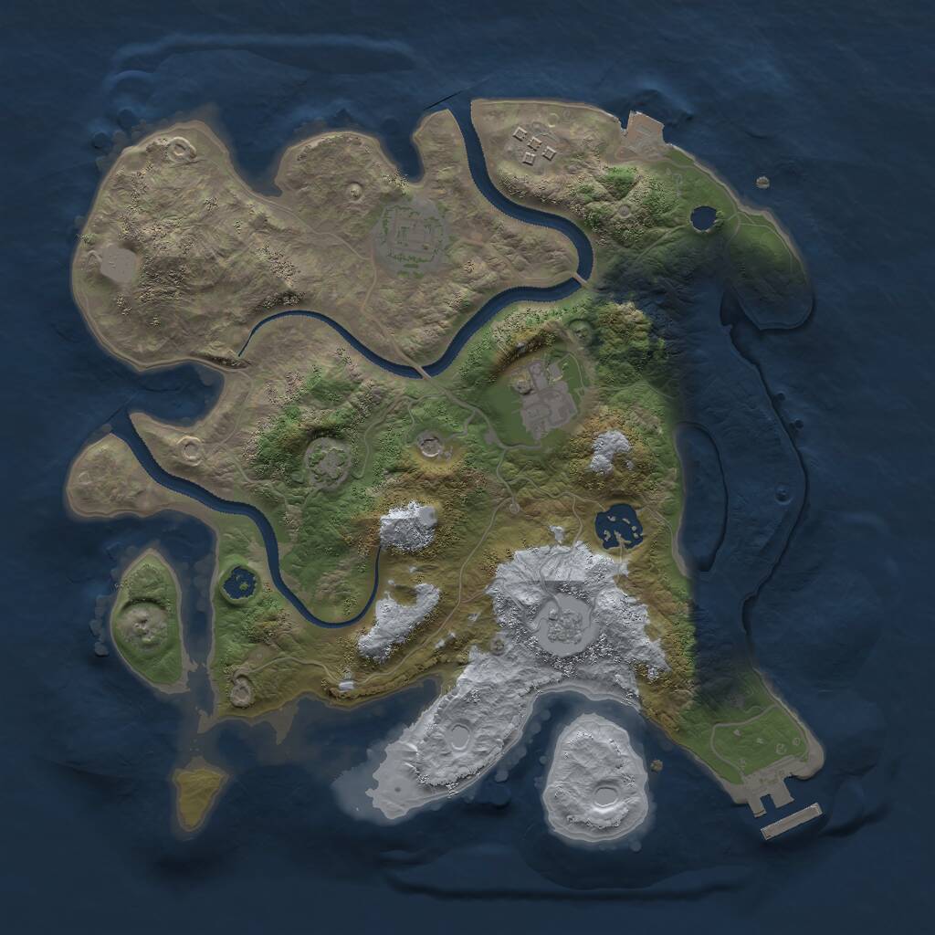 Rust Map: Procedural Map, Size: 3000, Seed: 20240525, 9 Monuments