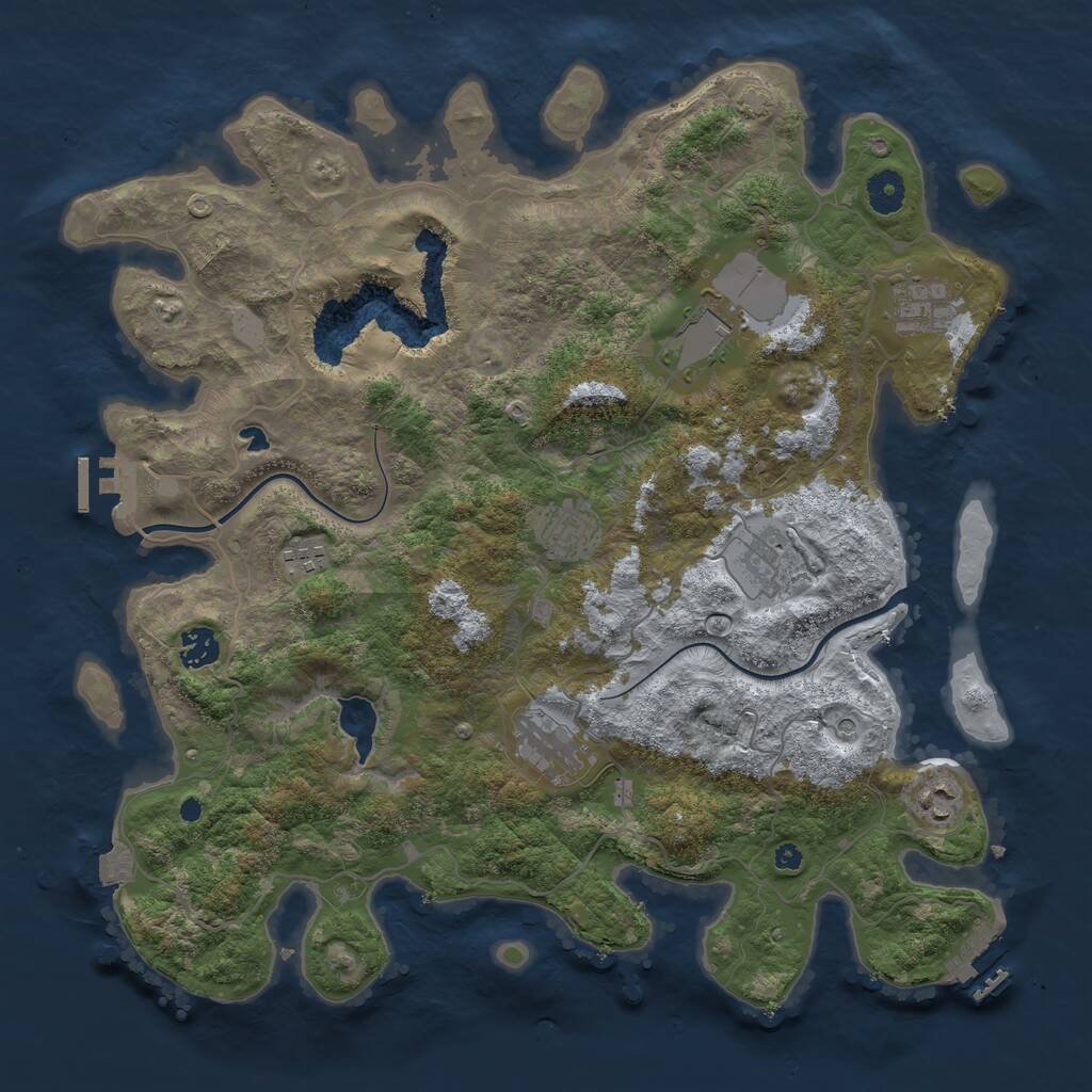 Rust Map: Procedural Map, Size: 4000, Seed: 1459183266, 13 Monuments