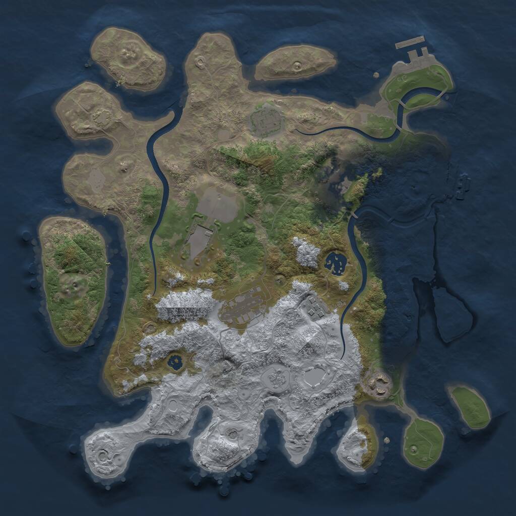 Rust Map: Procedural Map, Size: 3500, Seed: 1281981, 13 Monuments