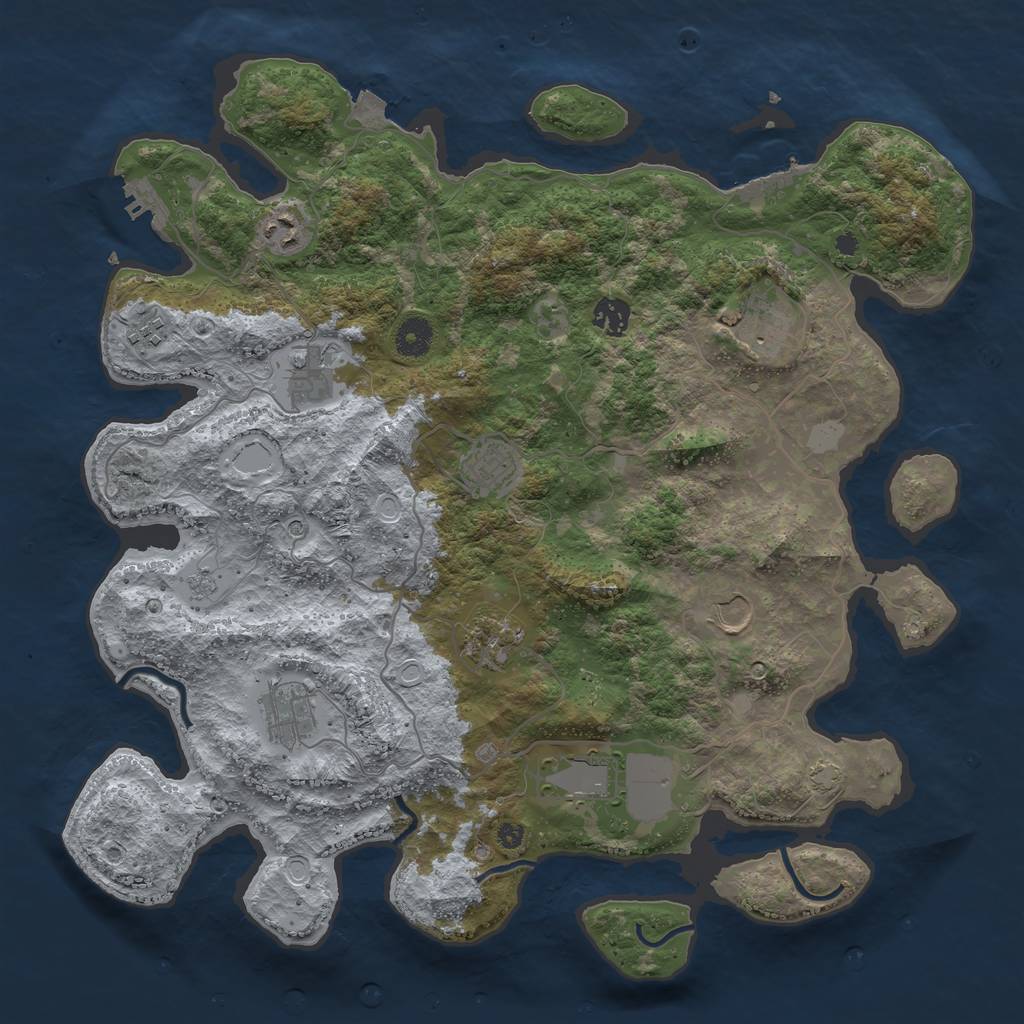 Rust Map: Procedural Map, Size: 4000, Seed: 566717, 18 Monuments