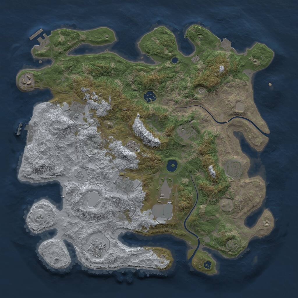 Rust Map: Procedural Map, Size: 3850, Seed: 15164847, 15 Monuments