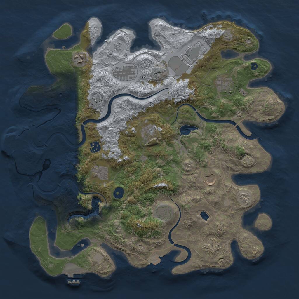 Rust Map: Procedural Map, Size: 4000, Seed: 942631178, 17 Monuments