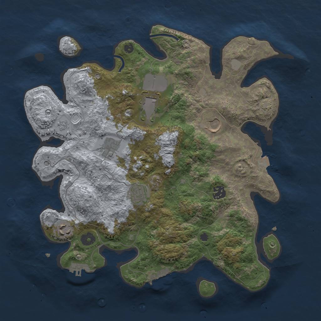 Rust Map: Procedural Map, Size: 3500, Seed: 566994046, 14 Monuments