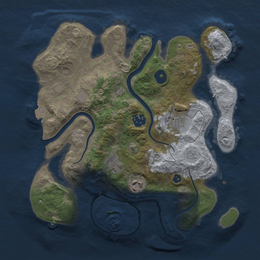 Rust Map: Procedural Map, Size: 3000, Seed: 1444610226, 9 Monuments