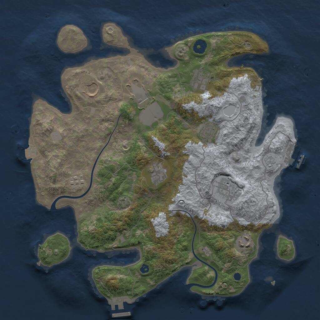 Rust Map: Procedural Map, Size: 3500, Seed: 304144588, 13 Monuments
