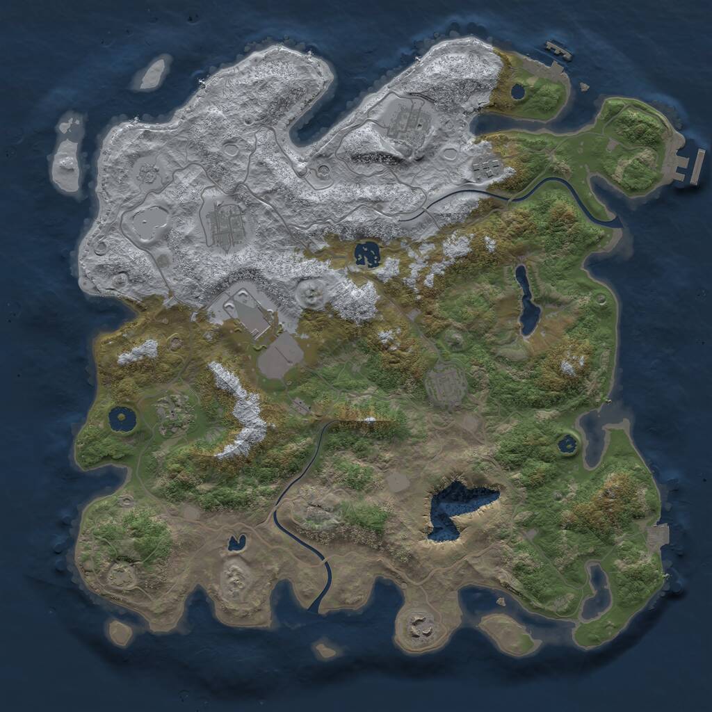 Rust Map: Procedural Map, Size: 4000, Seed: 327174855, 14 Monuments