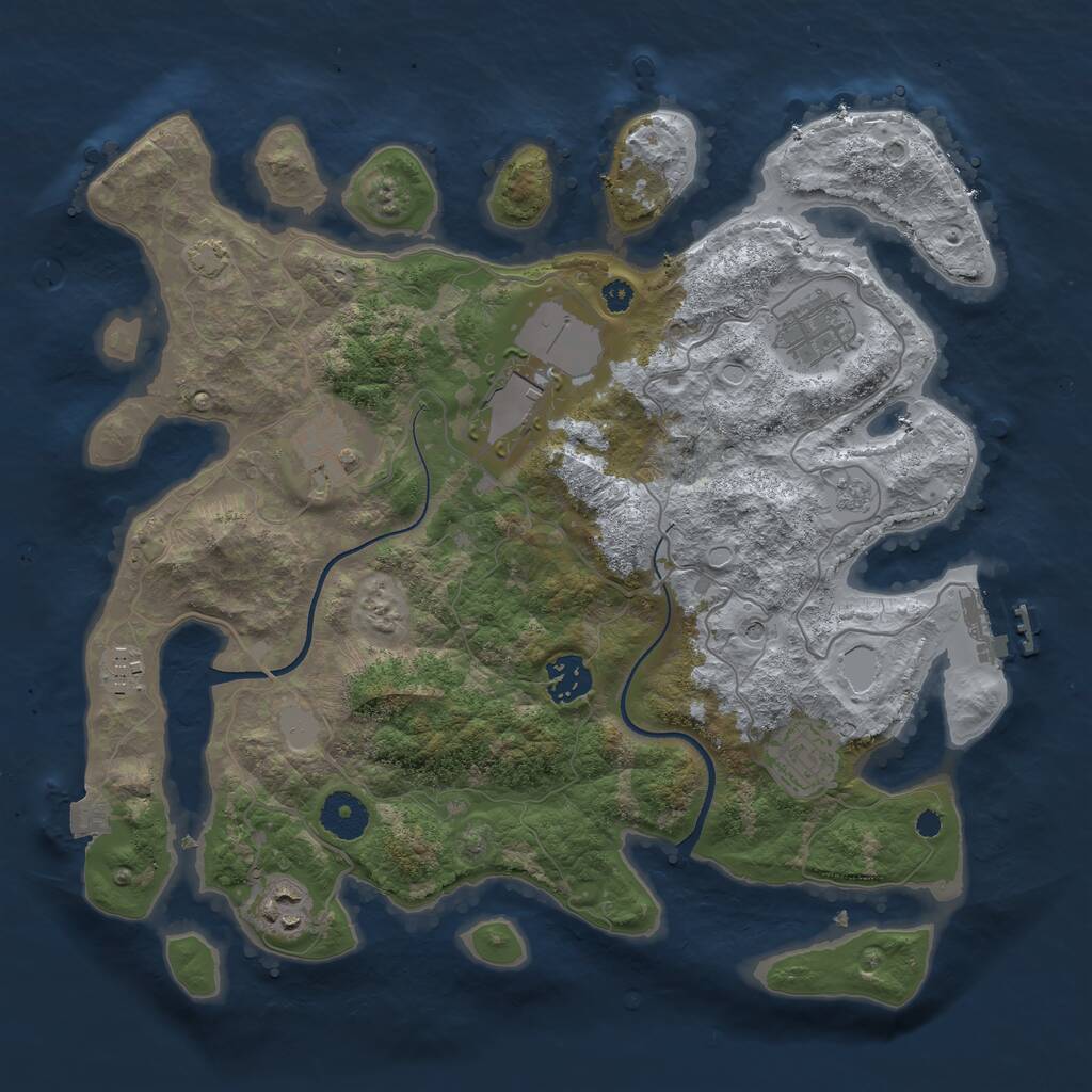 Rust Map: Procedural Map, Size: 3500, Seed: 671173329, 12 Monuments