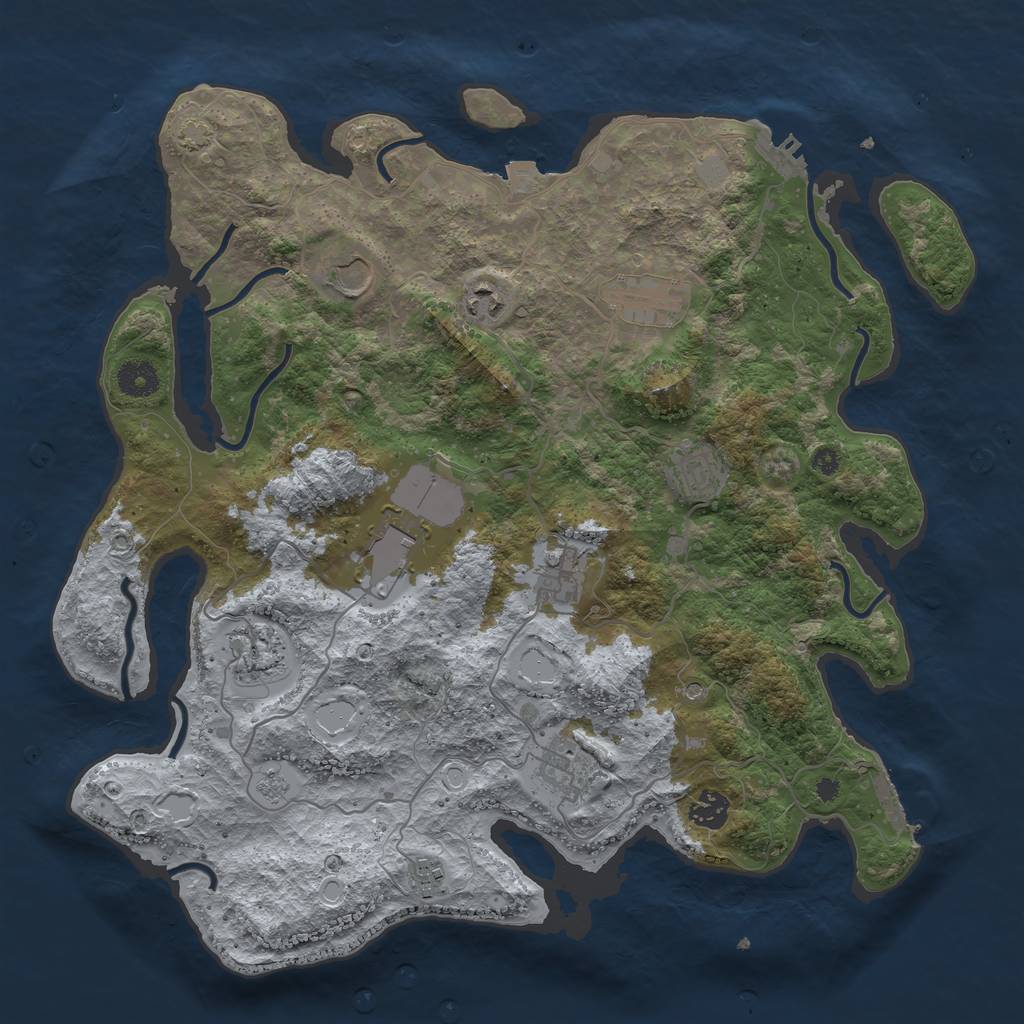 Rust Map: Procedural Map, Size: 3900, Seed: 12520665, 18 Monuments