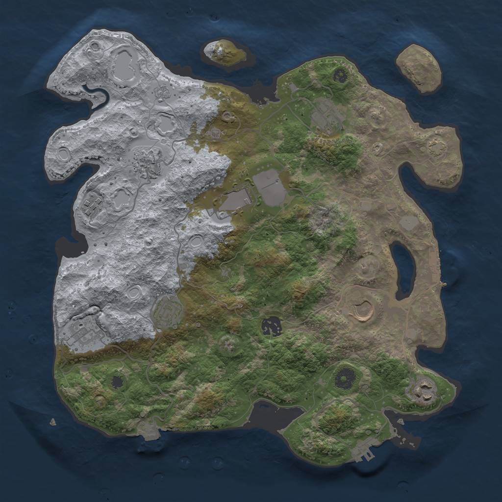 Rust Map: Procedural Map, Size: 3600, Seed: 215967457, 16 Monuments