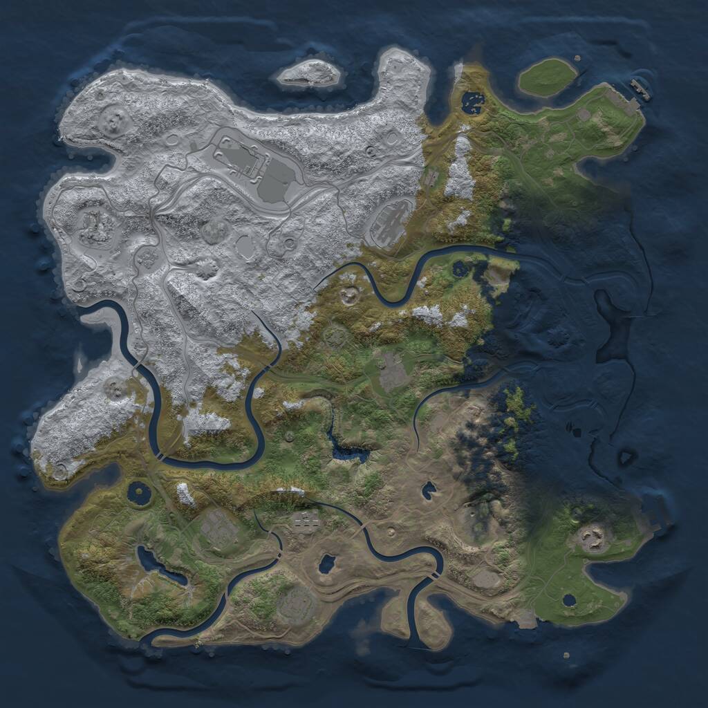 Rust Map: Procedural Map, Size: 4500, Seed: 176112989, 16 Monuments