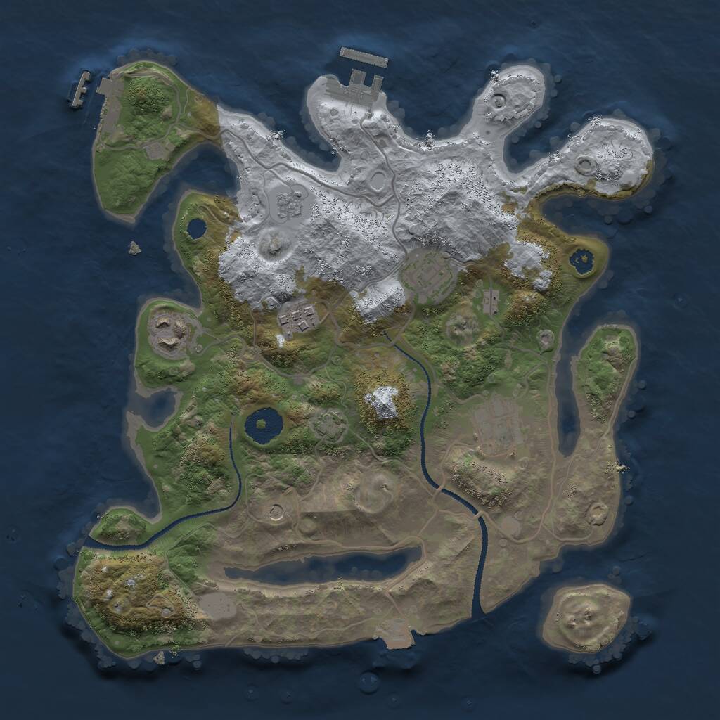 Rust Map: Procedural Map, Size: 3000, Seed: 23696, 10 Monuments