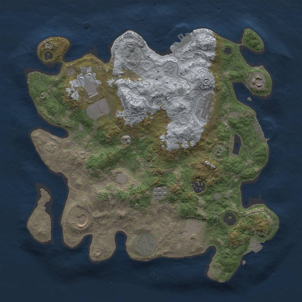 Rust Map: Procedural Map, Size: 3500, Seed: 2058628233, 16 Monuments