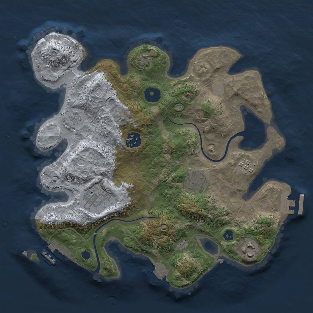 Rust Map: Procedural Map, Size: 3000, Seed: 1551143793, 10 Monuments