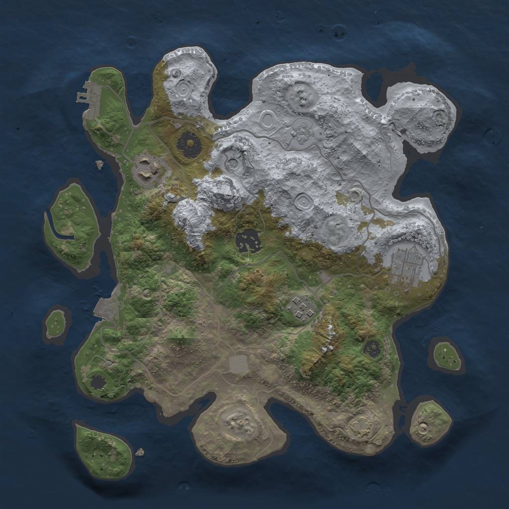 Rust Map: Procedural Map, Size: 3000, Seed: 18290, 11 Monuments