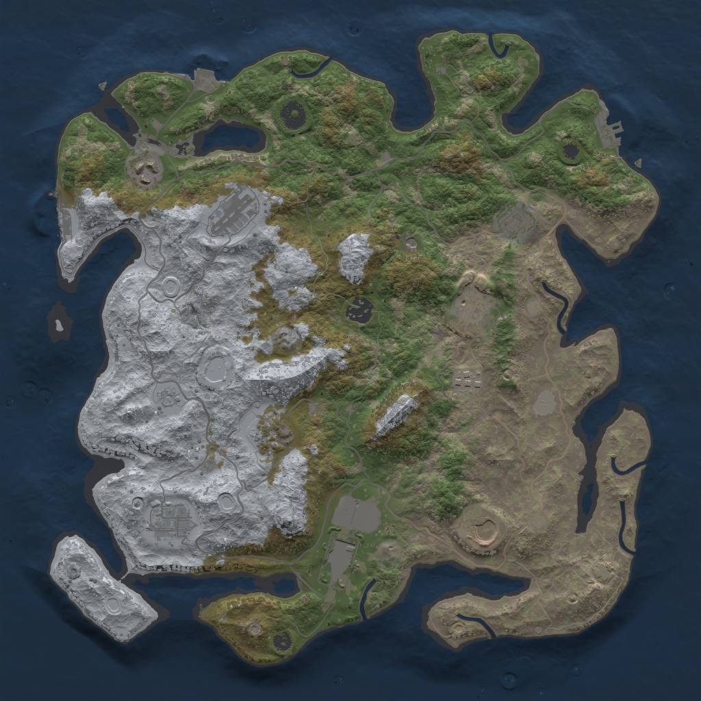 Rust Map: Procedural Map, Size: 4000, Seed: 853142495, 18 Monuments