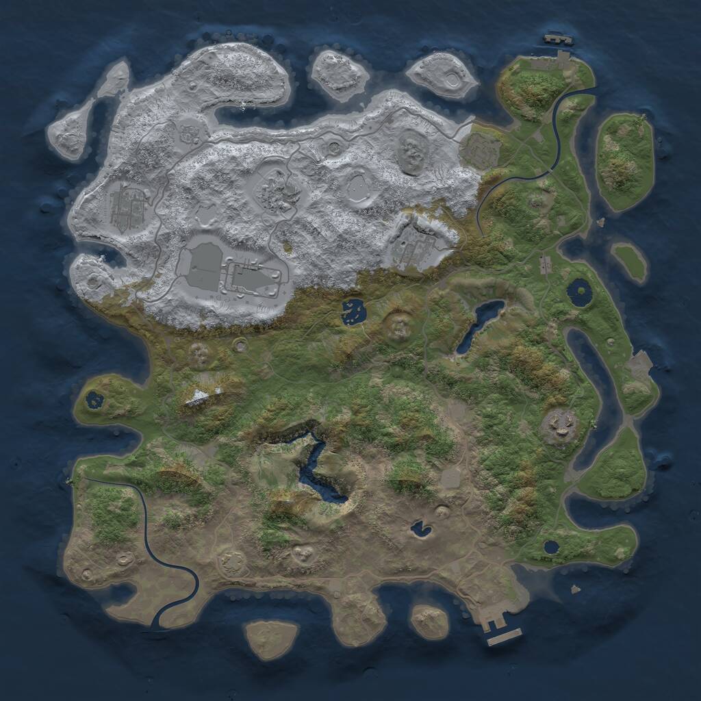 Rust Map: Procedural Map, Size: 4000, Seed: 347826549, 13 Monuments