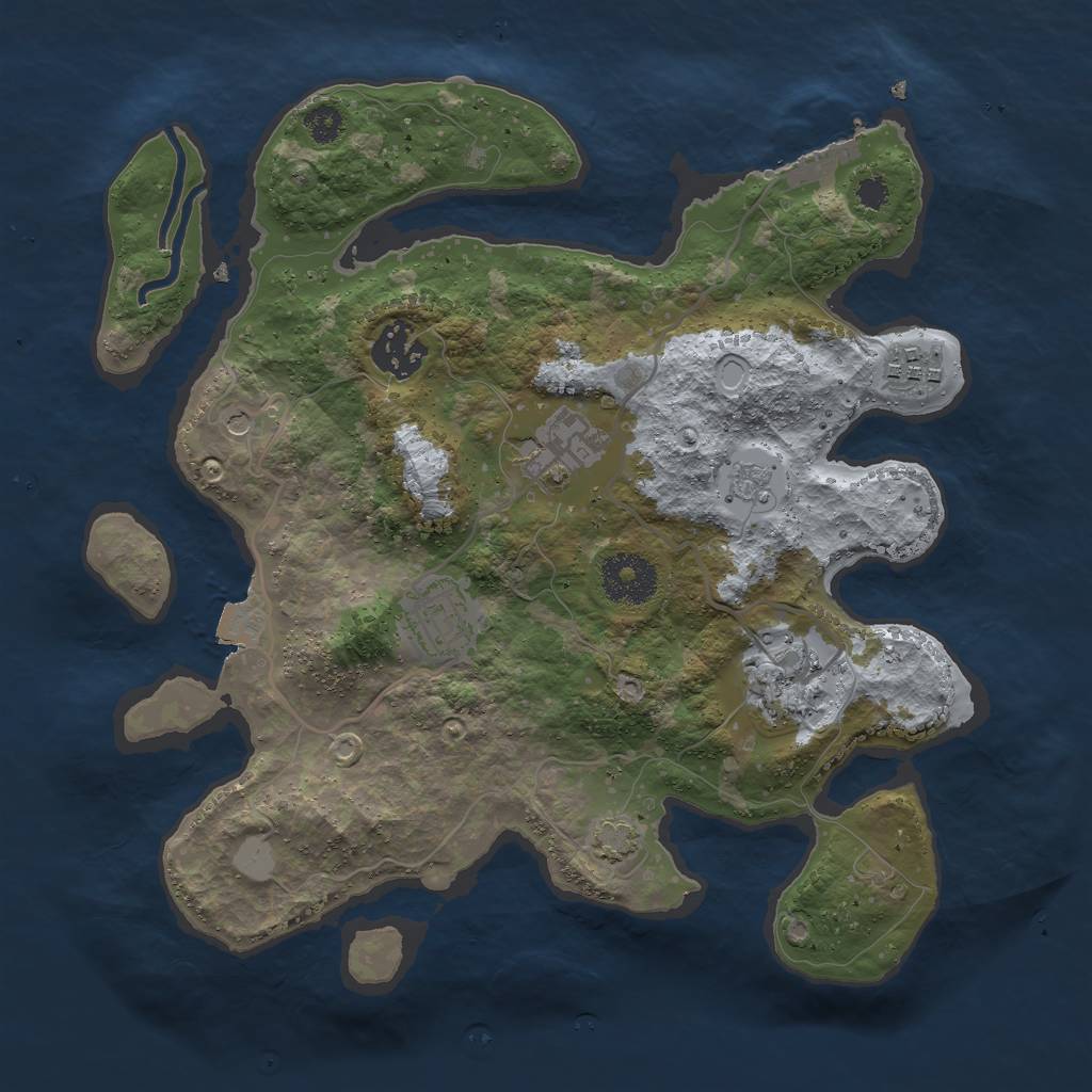 Rust Map: Procedural Map, Size: 3000, Seed: 1258234964, 12 Monuments